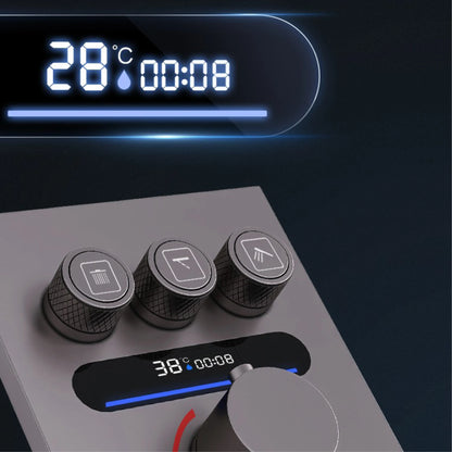 Luxury  gold LED digital display constant temperature shower system with hot&amp;cold water ceiling embedded bath Mixer