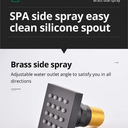 Luxury 16/20 Inch 400/500mm Rainfall Mist Spray LED Shower Head Set Constant Temperature Valve Mixer With Side Massage Jets