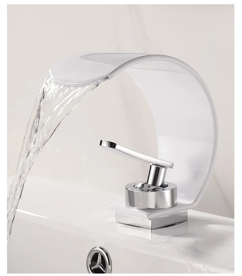 GEGVE Waterfall Washbasin Faucets Mixer Tap Sink Hot&amp;cold Water Hydrant Iron To Sink A Bathtub Bathroom Sink tap tap Black White