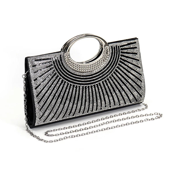 Elegant Sparkling Rhinestone Sequin Women's Evening Banquet Clutch Bag Luxury Diamond Handbag for Women Wedding Party with Chain