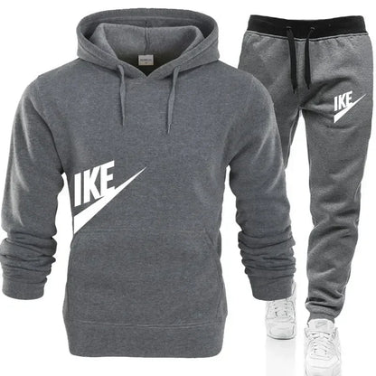 New hooded sports hoodie + 2 sets of sweatpants, fashion printed autumn and winter men&