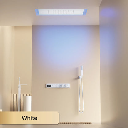 Intelligent digital display luxury white brass shower system with hidden design Dual control of hot &amp; cold Wall mounted faucet