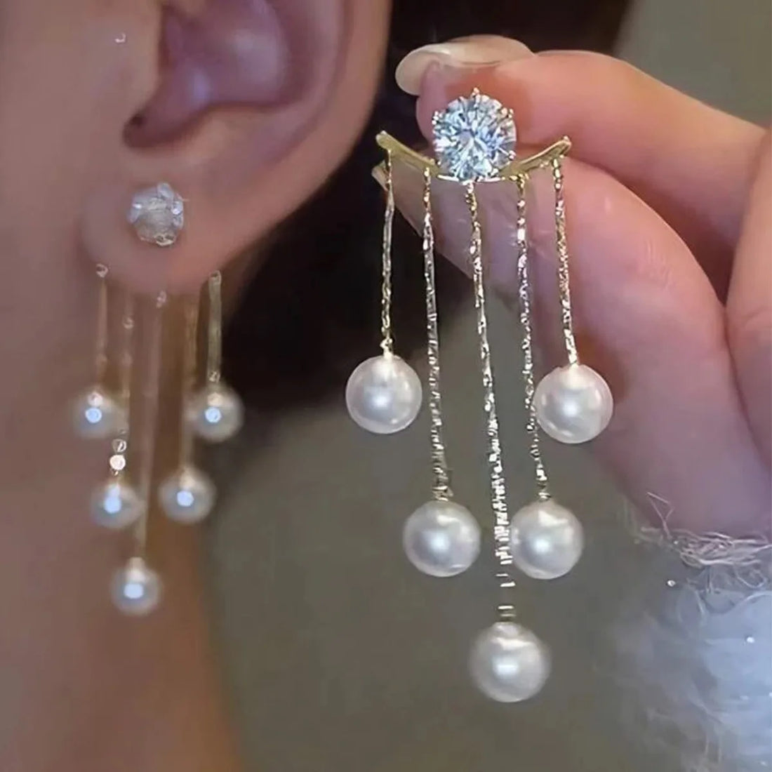 925 Silver Needle Korean Fashion Pearl Tassel Earrings For Women Jewelry 2025 Trending New Luxury Women&