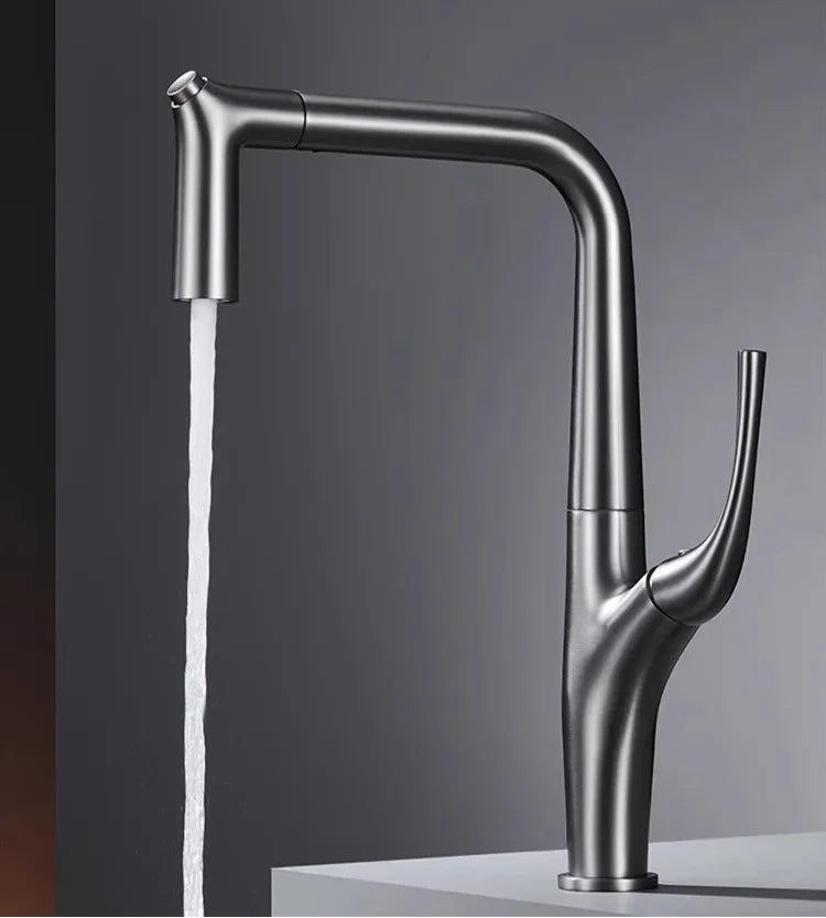 Pull Out Water Filter Tap Brass Crane For Deck Mounted Black  Sink Mixer 3 Way Kitchen Faucet