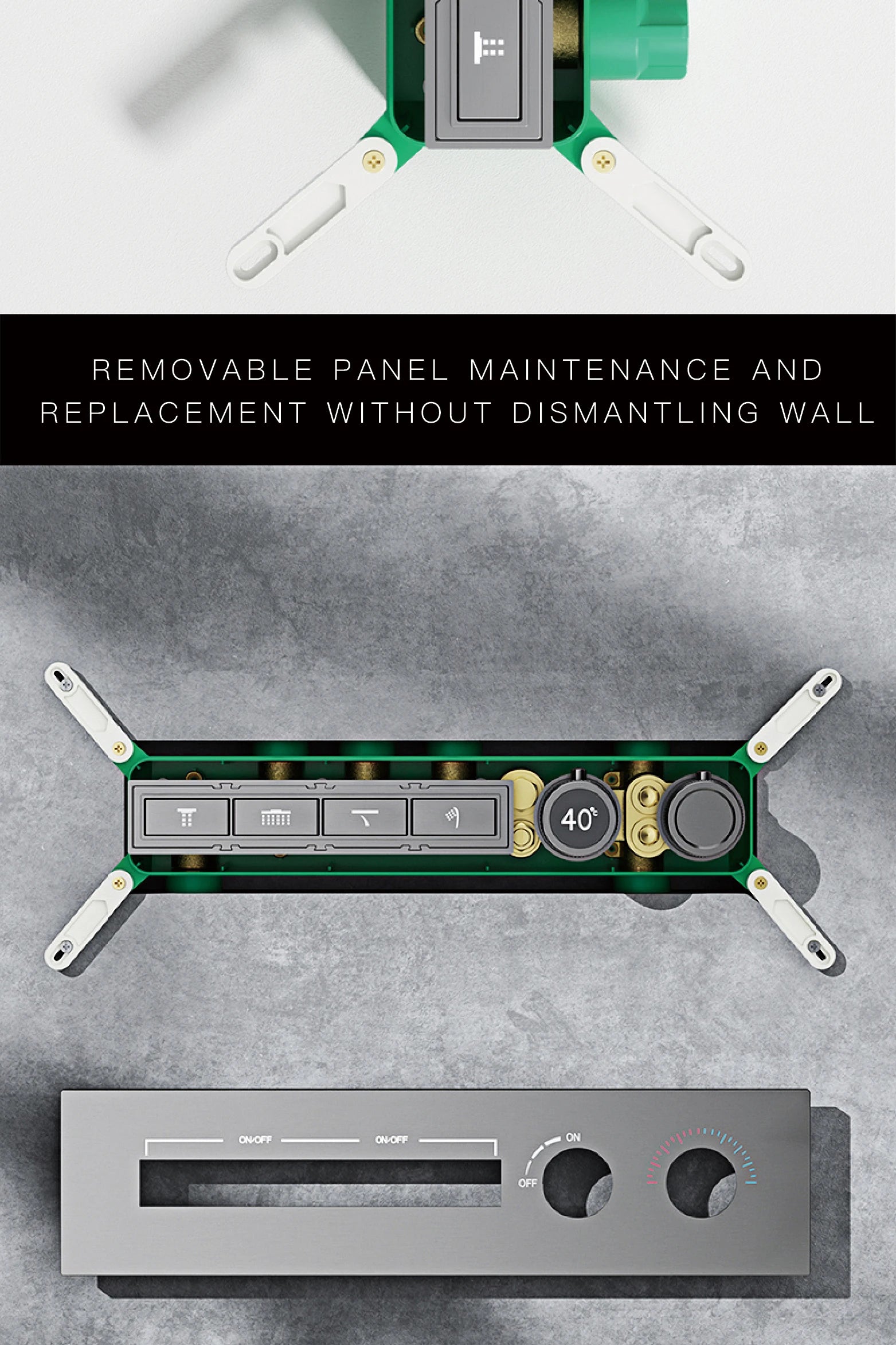 Luxury  black brass shower system wall-mounted LED digital display design Cold &amp; hot dual-control 4-function ceiling shower Tap