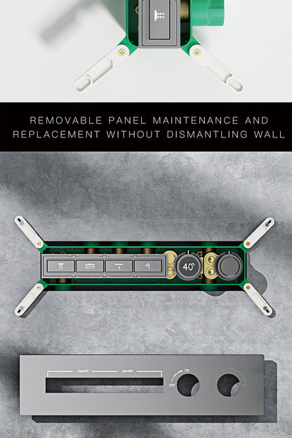 Luxury  black brass shower system wall-mounted LED digital display design Cold &amp; hot dual-control 4-function ceiling shower Tap