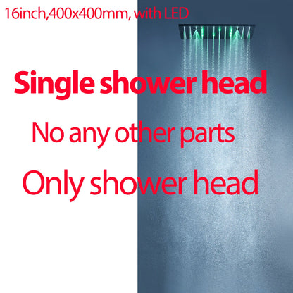 Luxury 16/20 Inch 400/500mm Rainfall Mist Spray LED Shower Head Set Constant Temperature Valve Mixer With Side Massage Jets