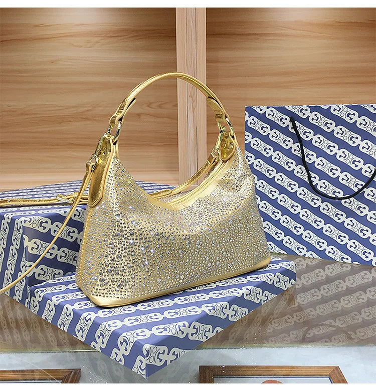Women Shiny Evening Handbag Female delicate rhinestone shoulder bag dinner fashion luxury large capacity Tote bag gift for girls