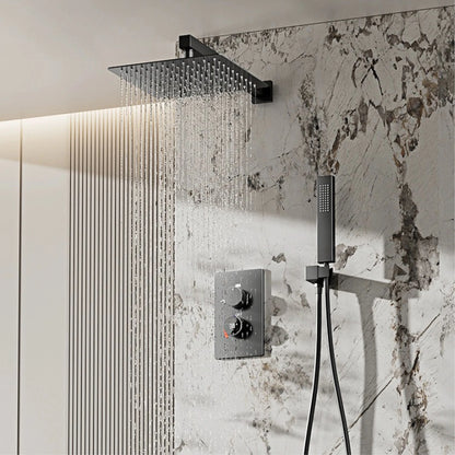 Luxury black shower system with wall mounted design LED digital display for dual control of hot &amp; cold Simple bathroom Tap