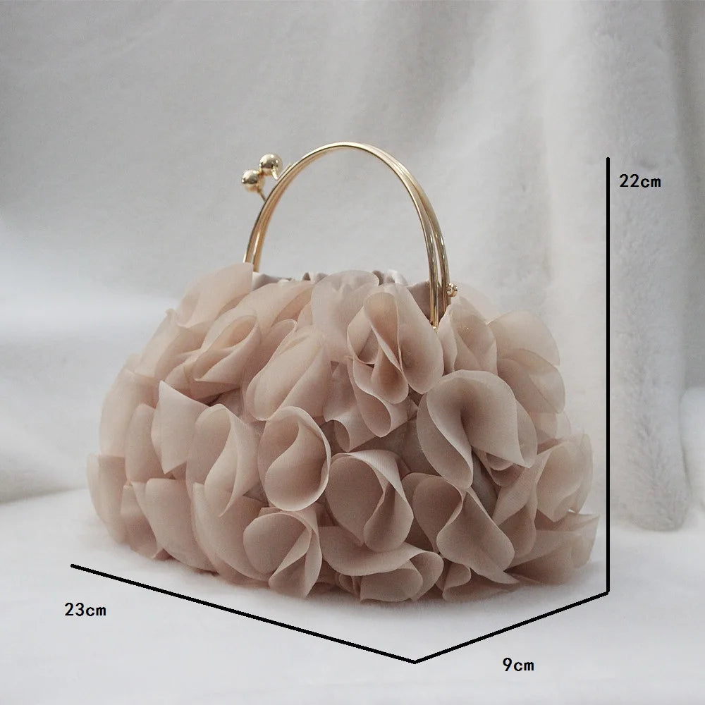Luxury Satin Floral Bride Party Evening Clutch Bag Women Wedding Purses and Handbags Small Shoulder Chain Bag Designer Bag Gift