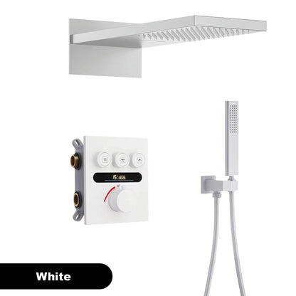 Luxury  gold LED digital display constant temperature shower system with hot&amp;cold water ceiling embedded bath Mixer