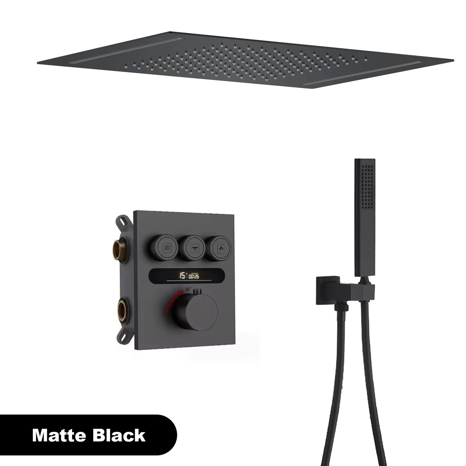 Luxury  gold LED digital display constant temperature shower system with hot&amp;cold water ceiling embedded bath Mixer