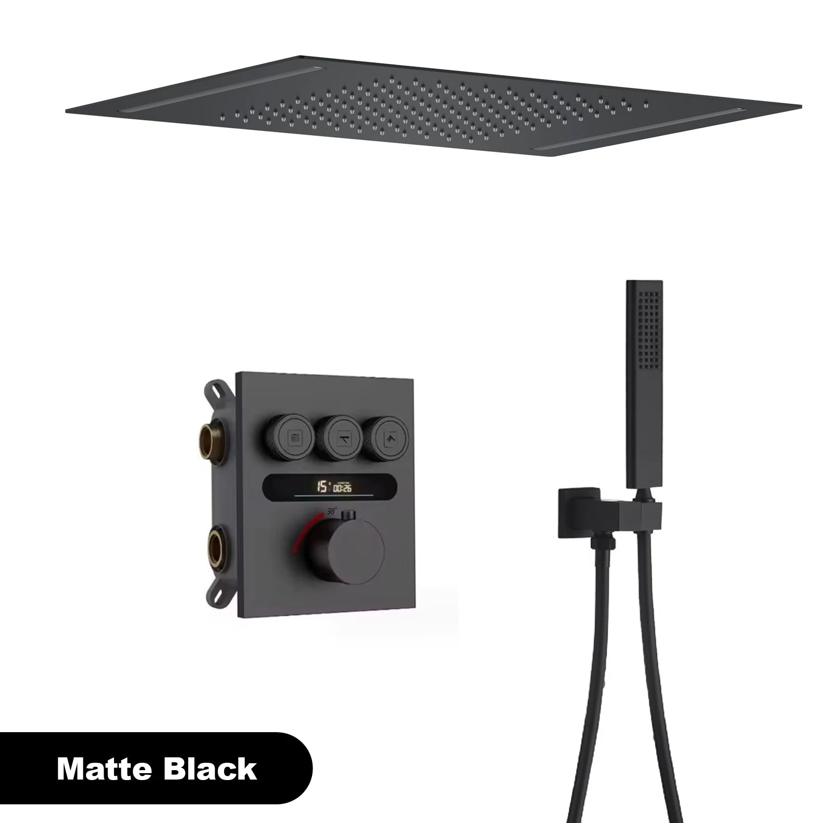 Luxury  gold LED digital display constant temperature shower system with hot&amp;cold water ceiling embedded bath Mixer