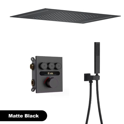 Luxury  gold LED digital display constant temperature shower system with hot&amp;cold water ceiling embedded bath Mixer