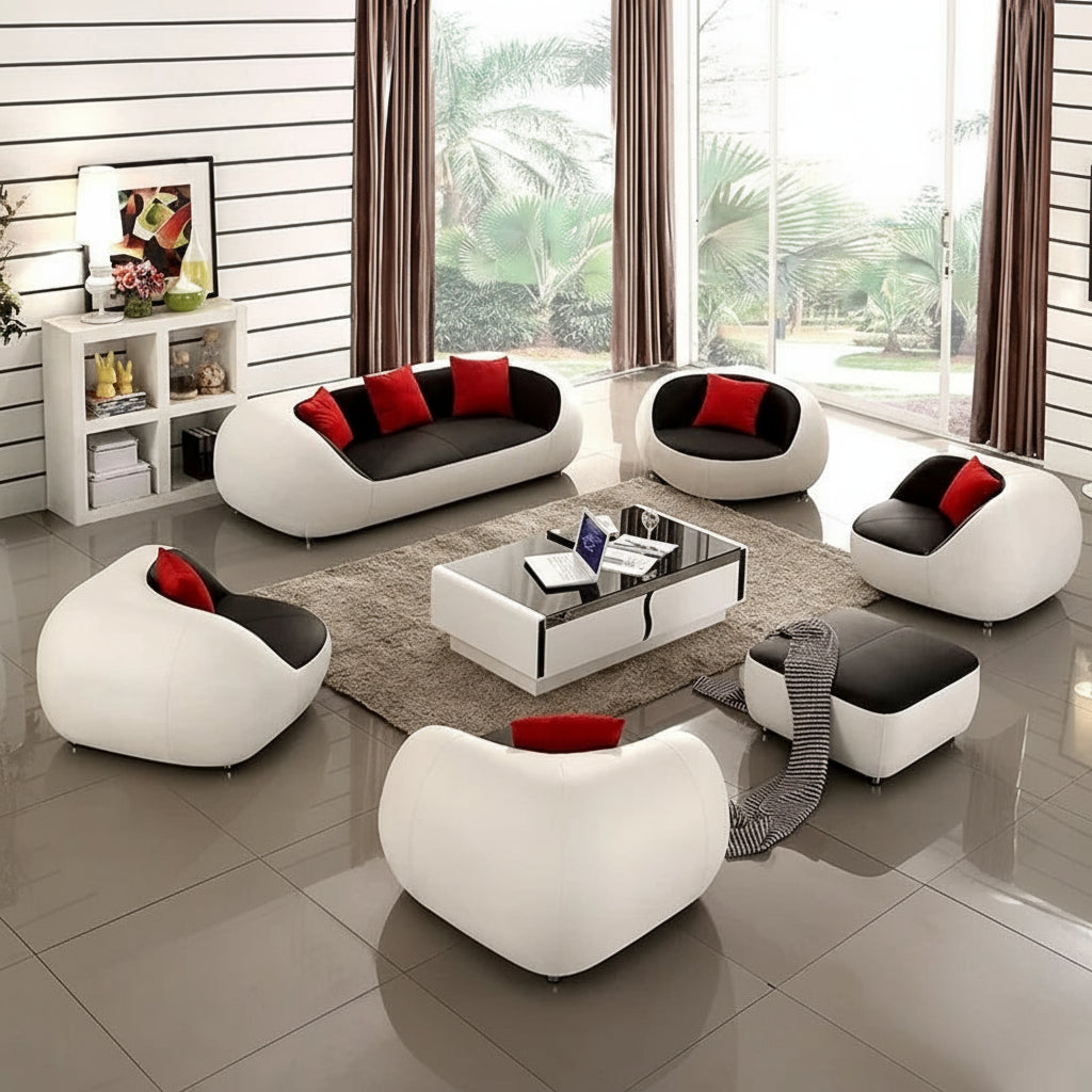 MANBAS Italian Genuine Leather Couch Top Grade Cow Leather Sofas Personality Creativity Living Room Chair Arc Modern Furniture