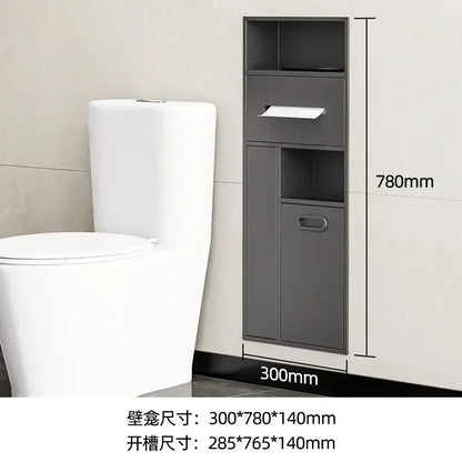 Stainless Steel Niche Bathroom Metal Embedded Trash Can Cabinet Finished Toilet Side Tissue Storage Rack