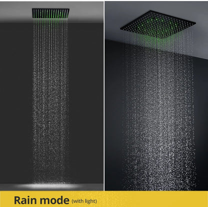 Luxury 16/20 Inch 400/500mm Rainfall Mist Spray LED Shower Head Set Constant Temperature Valve Mixer With Side Massage Jets