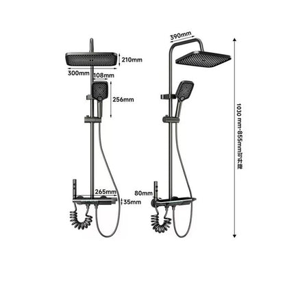 Grey shower Set Four-Function Smart Digital Display  Shower System Rainfall Pressurized Wall-mounted Piano Key Shower Faucet Set