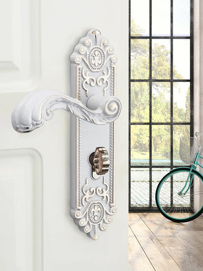 KA European Style Gold Door Locks with Keys Door Handle Ivory White Security Entrance Door Lock Mute Anti-theft Door Hardware