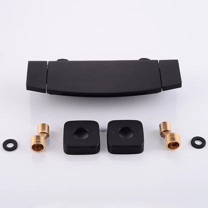 Black Bathroom Waterfall Tub Faucet Deck Mount Dual Handle Brass Bathtub Shower Faucet Mixer Tub Tap
