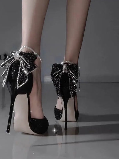 Crystal Shoes Sandals Ladies Beige High Heels Bling Bling 2025 Ornaments African Spring 12cm Silver Bridal Latest Wedding Pumps