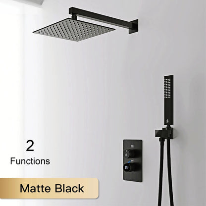Luxury black shower system with wall mounted design LED digital display for dual control of hot &amp; cold Simple bathroom Tap