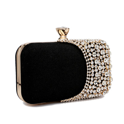 Hollow Out Fashion Women Evening Bags With Diamonds Shoulder Chain Handbags Wedding Bridal Female Purse Sequined Holder
