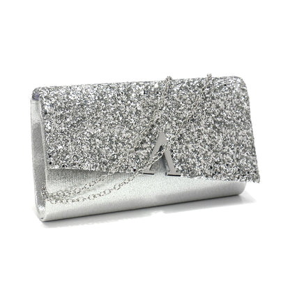 V Design Metal Chain Glamorous Design Evening Bags Envelope Shaped Sequins Handbags For Prom Dinner Wedding Banquet Purse
