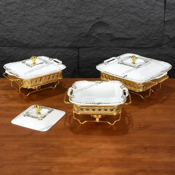 Elliptical Square Ceramic Dining Stove for Hotels Novel Food Heating Container Alcohol Buffet Stove