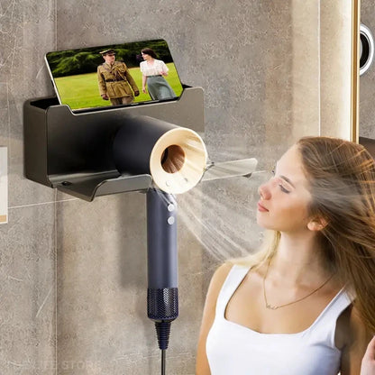 1PC Hair Dryer Holder Wall Mounted Self Adhesive Blow Dryer Holder Rack Dyson Hair Dryer Organizer Storage Bathroom Accessories