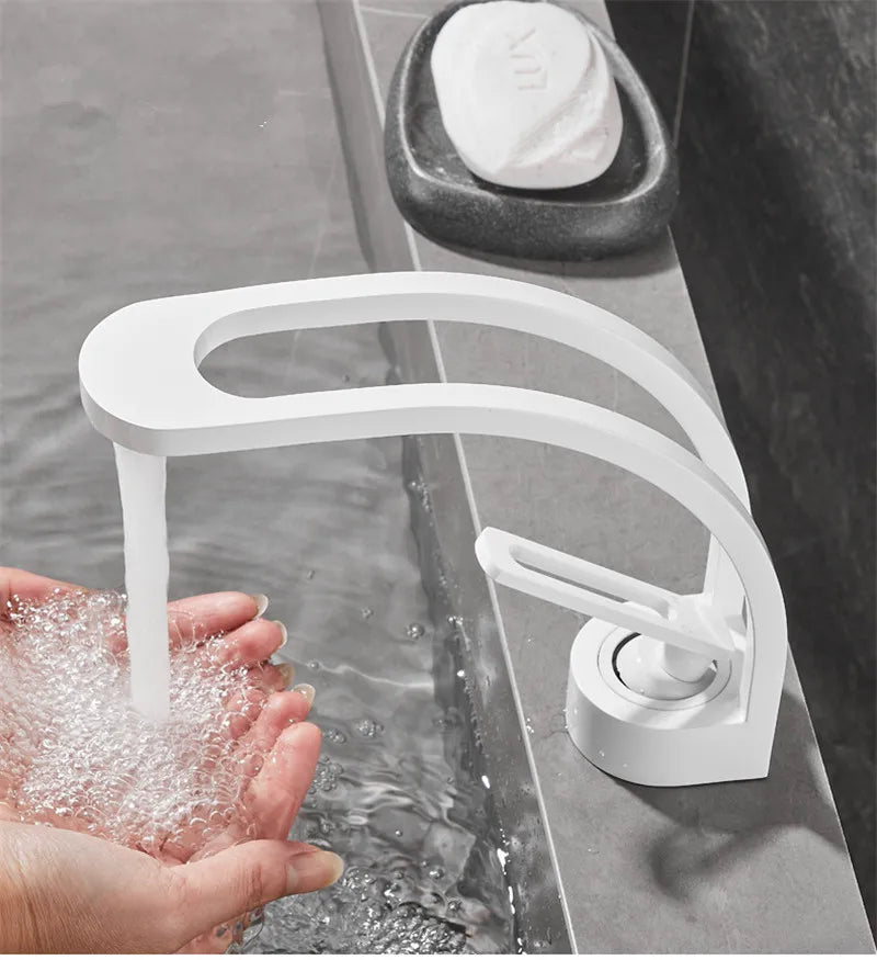 Bathroom Mixer Tap Black Grey White Gold Wash basin Faucet Single Handle Hot and Cold Lavotory Faucet