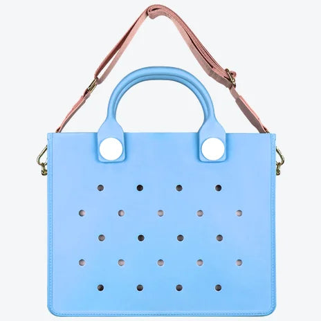 Beach Tote Travel Handbag Storage Fashion Storage EVA Large Leather Shoulder Bag for Women Casual Waterproof Bag Hole Fit Charms