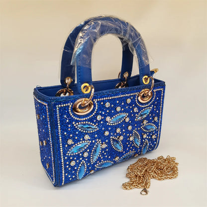 Hot Popular Women Rhinestone Evening Bag New Fashion Handbag Clutch Embellished Long Chain Bag Casual Bag F5-405-1