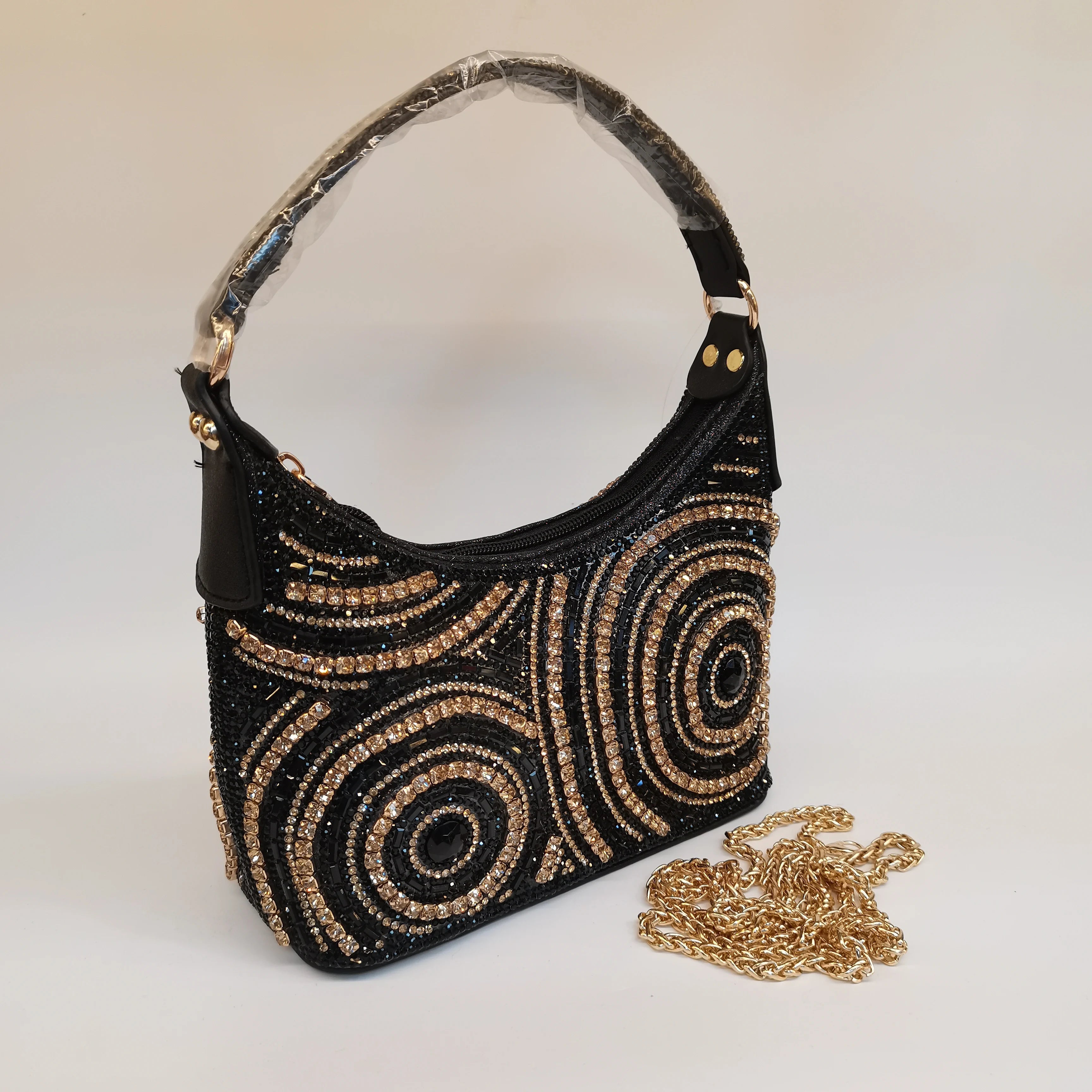 Hot Popular Women Rhinestone Evening Bag New Fashion Handbag Clutch Embellished Long Chain Bag Casual Bag F5-405-1