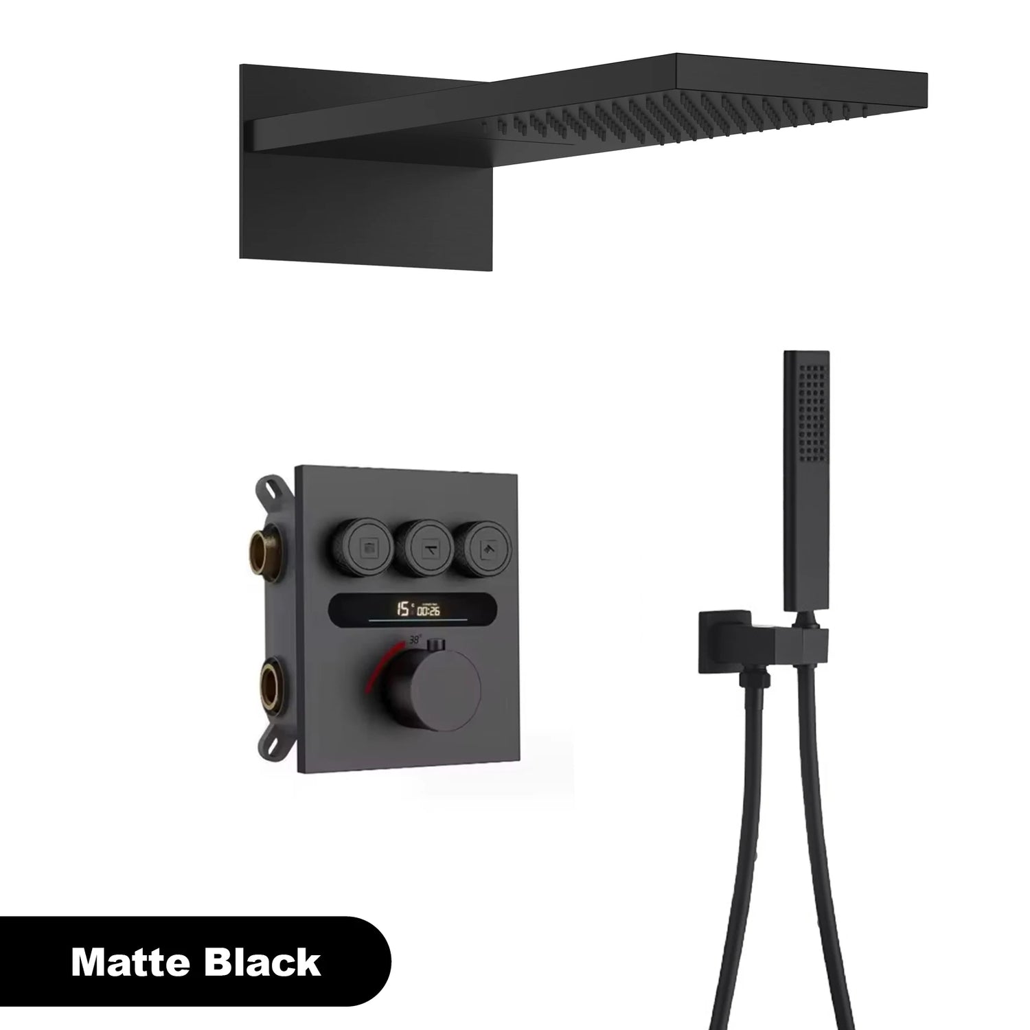 Luxury  gold LED digital display constant temperature shower system with hot&amp;cold water ceiling embedded bath Mixer