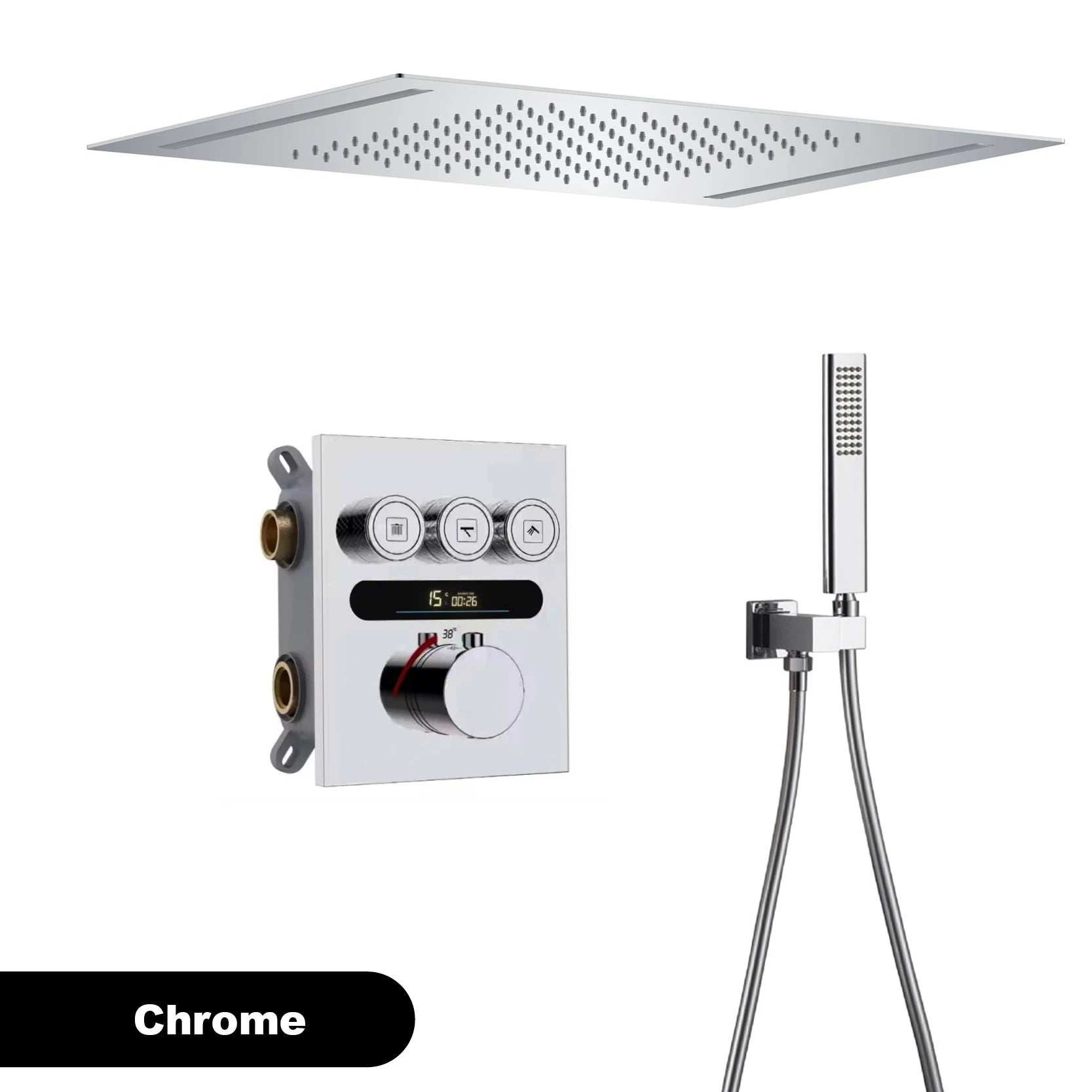 Luxury  gold LED digital display constant temperature shower system with hot&amp;cold water ceiling embedded bath Mixer