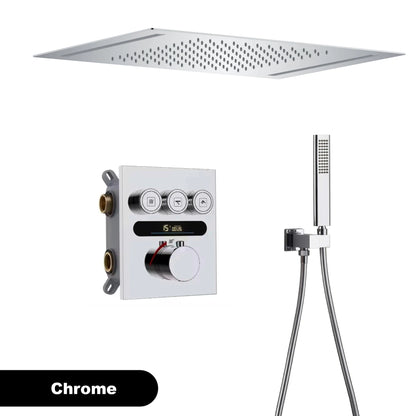 Luxury  gold LED digital display constant temperature shower system with hot&amp;cold water ceiling embedded bath Mixer