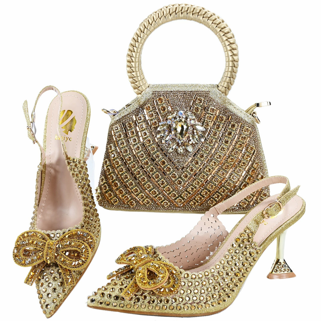 doershow Italian Shoes And Bag Sets For Evening Party With Stones Italian Leather Handbags Match Bags!  SDF1-2