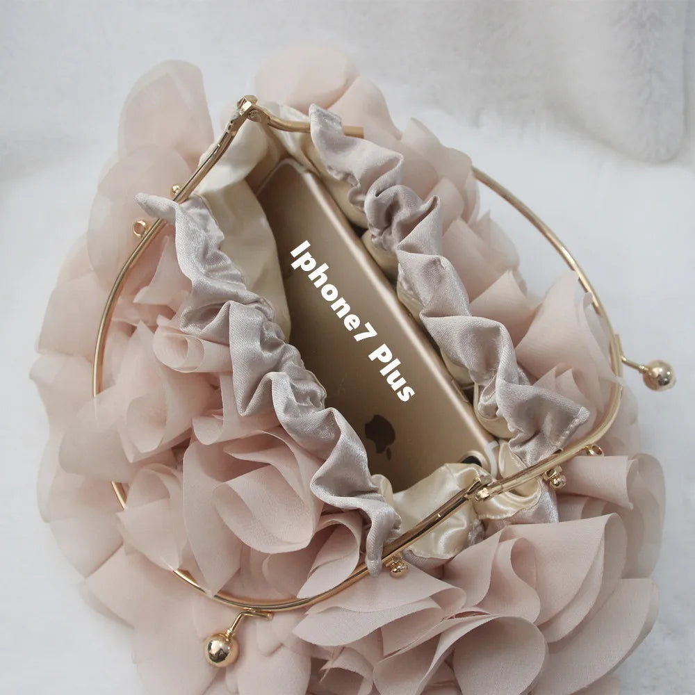 Luxury Satin Floral Bride Party Evening Clutch Bag Women Wedding Purses and Handbags Small Shoulder Chain Bag Designer Bag Gift