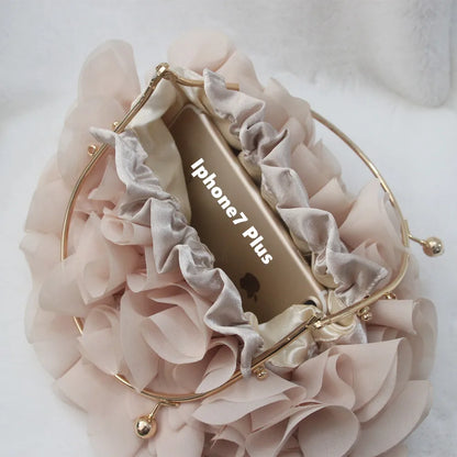 Luxury Satin Floral Bride Party Evening Clutch Bag Women Wedding Purses and Handbags Small Shoulder Chain Bag Designer Bag Gift