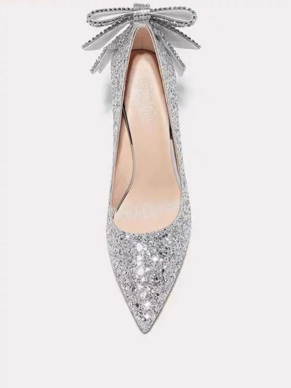 Silver Crystal Soft Leather High Heels Women&