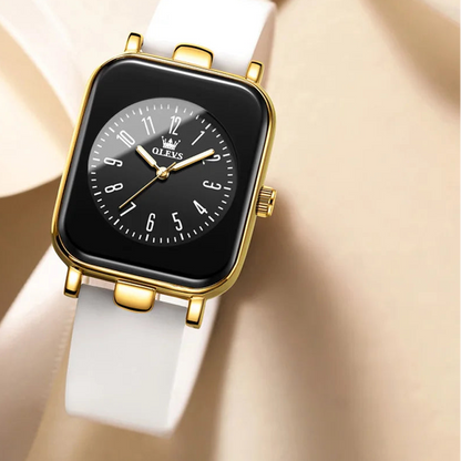 OLEVS square watch simple trendy silicone tape quartz watch women&