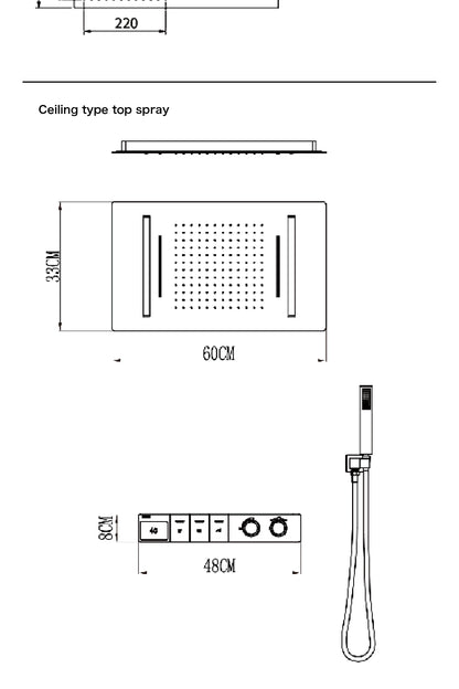 Intelligent digital display luxury white brass shower system with hidden design Dual control of hot &amp; cold Wall mounted faucet