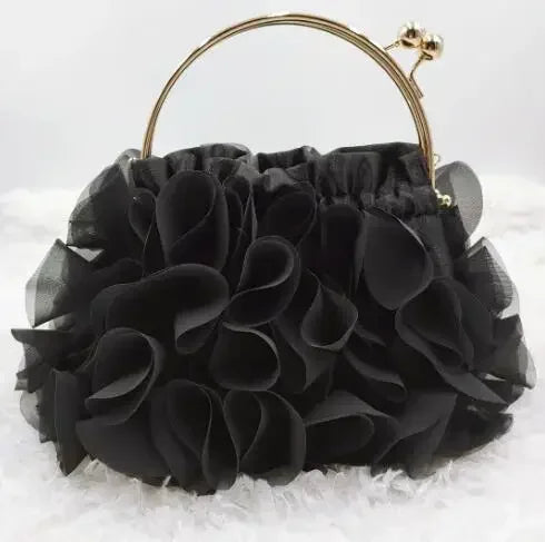 Luxury Satin Floral Bride Party Evening Clutch Bag Women Wedding Purses and Handbags Small Shoulder Chain Bag Designer Bag Gift