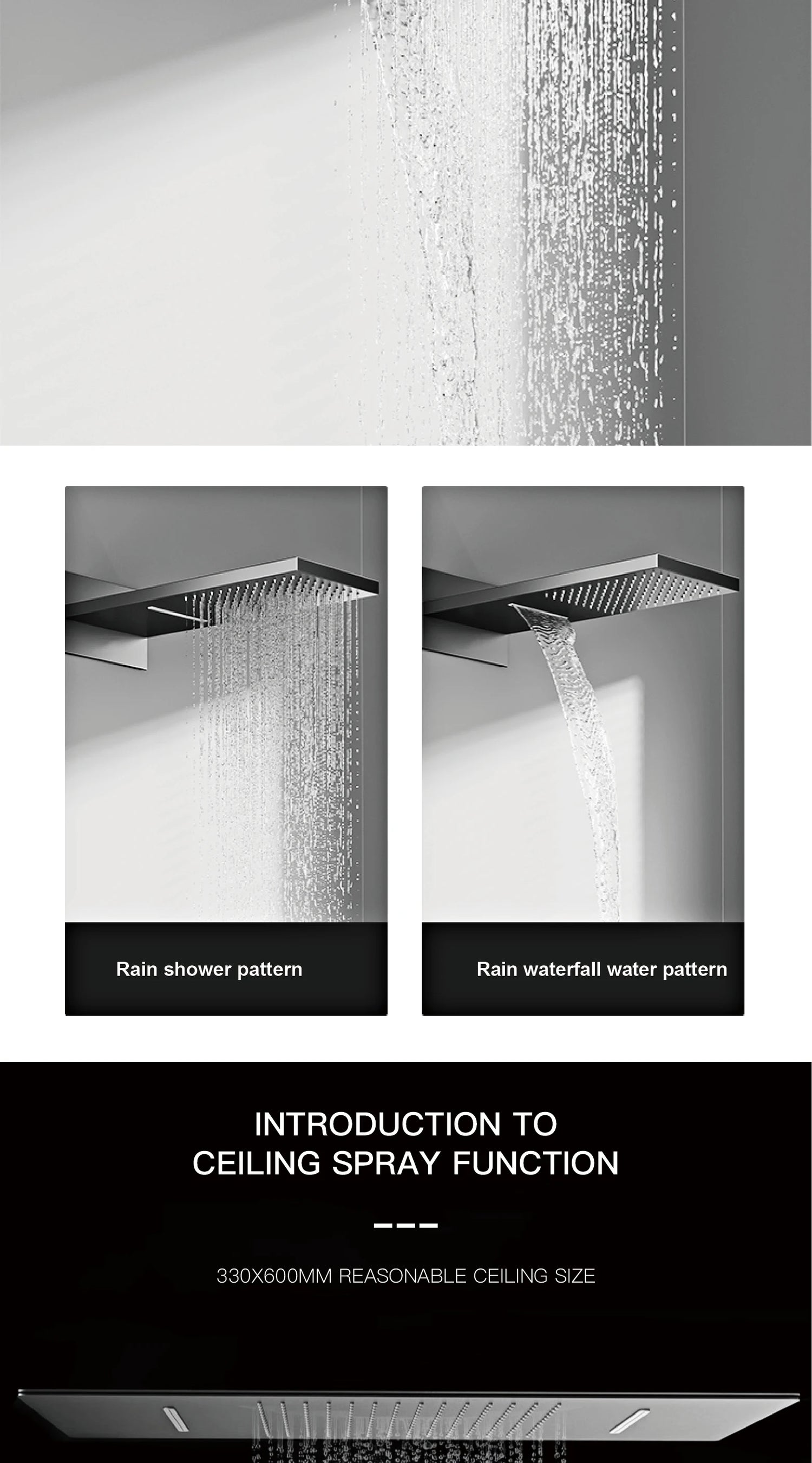 Luxury  gold LED digital display constant temperature shower system with hot&amp;cold water ceiling embedded bath Mixer