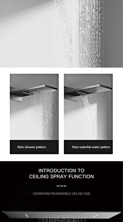 Luxury  gold LED digital display constant temperature shower system with hot&amp;cold water ceiling embedded bath Mixer