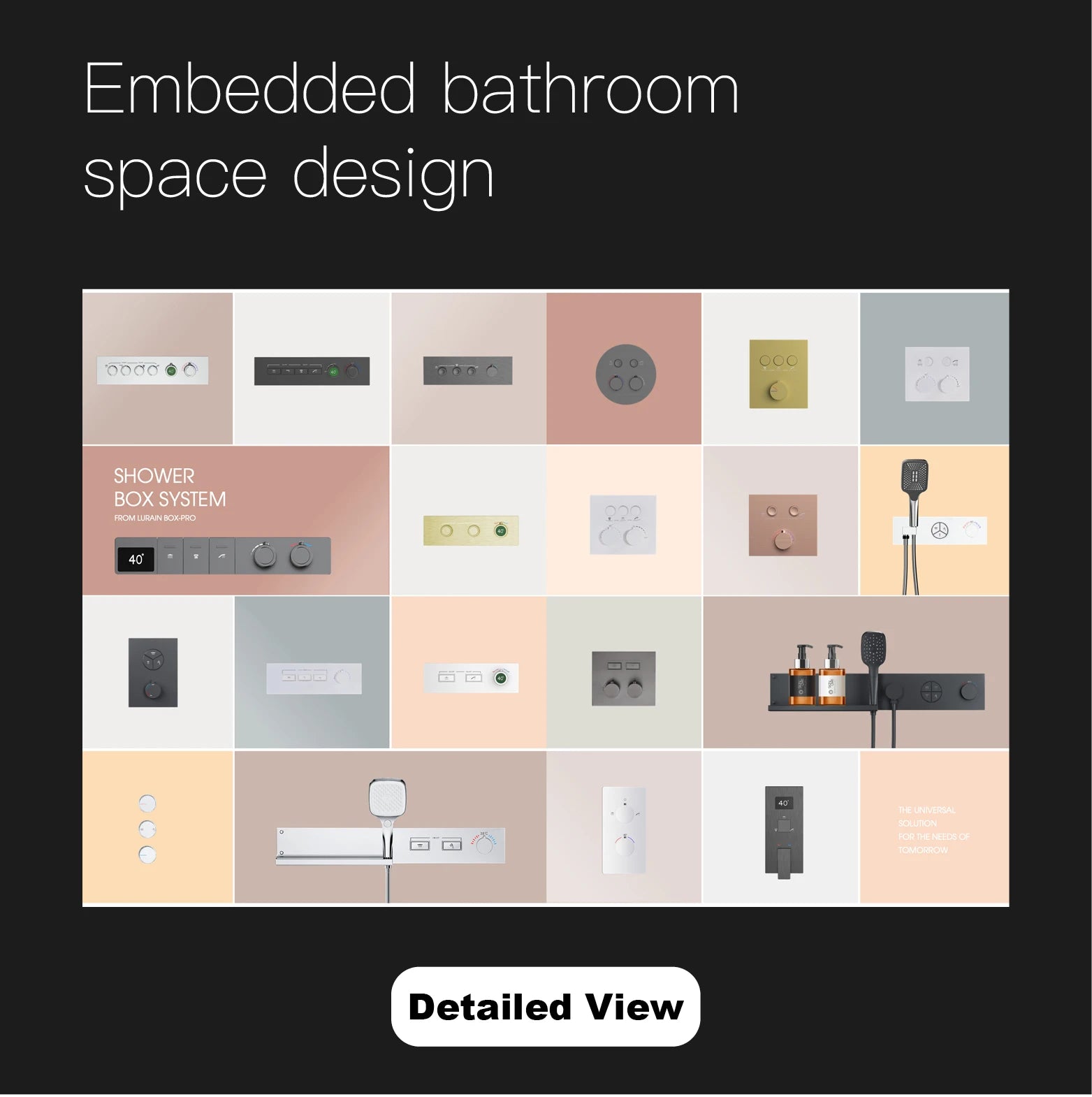 Luxury gun gray brass shower system with ceiling design Hidden LED digital display Dual control of Hot &amp; Cold  bathroom Faucet
