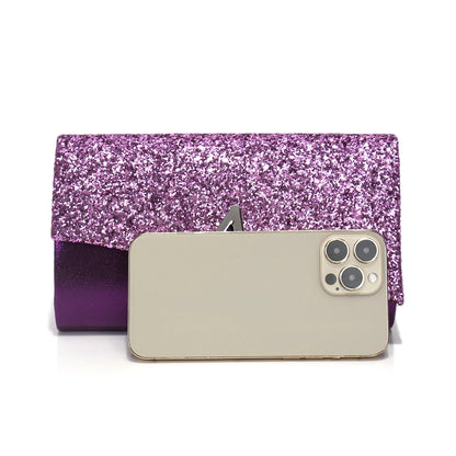 V Design Metal Chain Glamorous Design Evening Bags Envelope Shaped Sequins Handbags For Prom Dinner Wedding Banquet Purse