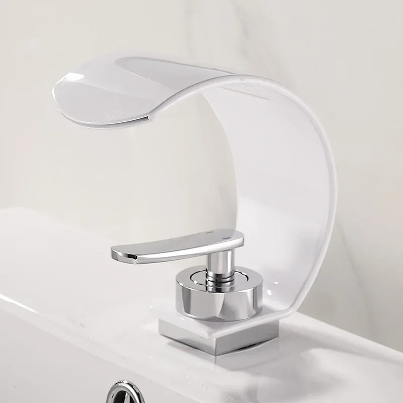 GEGVE Waterfall Washbasin Faucets Mixer Tap Sink Hot&cold Water Hydrant Iron To Sink A Bathtub Bathroom Sink tap tap Black White