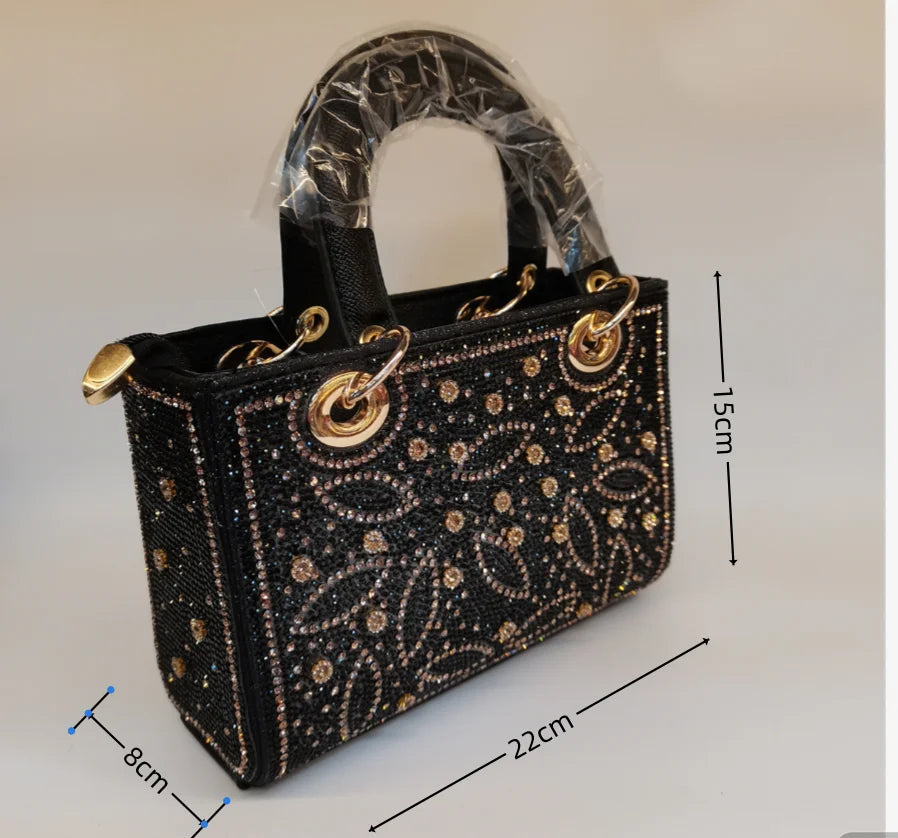 Hot Popular Women Rhinestone Evening Bag New Fashion Handbag Clutch Embellished Long Chain Bag Casual Bag F5-405-1